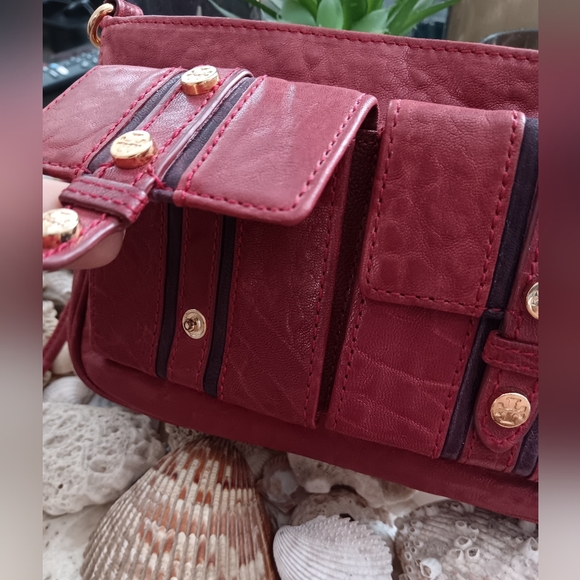 Tory Burch Red Clutch with Gold Accents - Picture 4 of 8